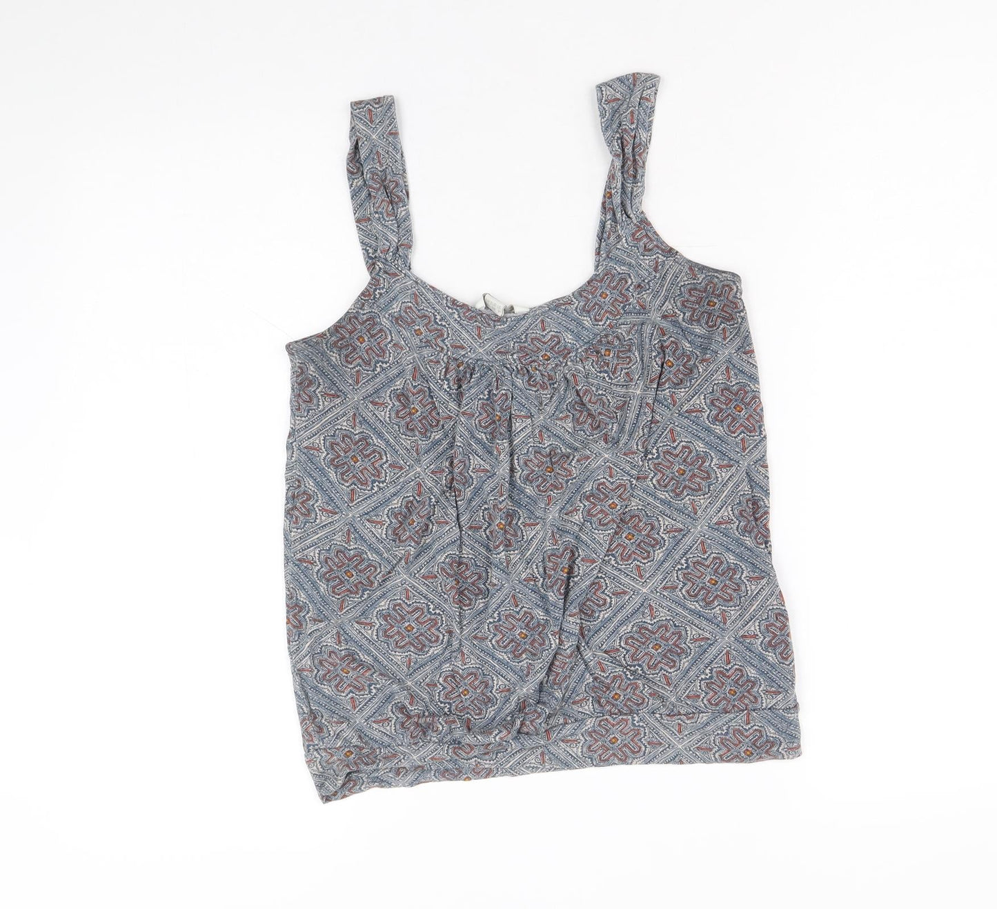 Monsoon Womens Multicoloured Geometric Viscose Basic Tank Size 10 Round Neck