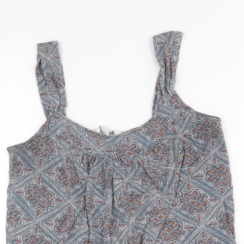 Monsoon Womens Multicoloured Geometric Viscose Basic Tank Size 10 Round Neck