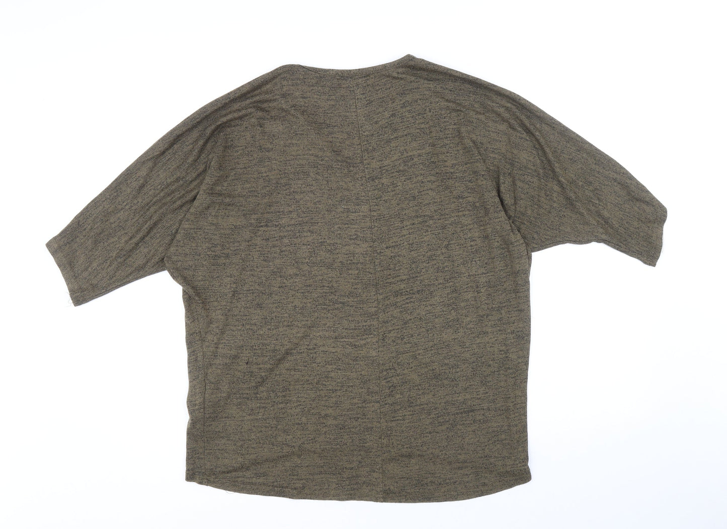 New Look Womens Green V-Neck Viscose Pullover Jumper Size M