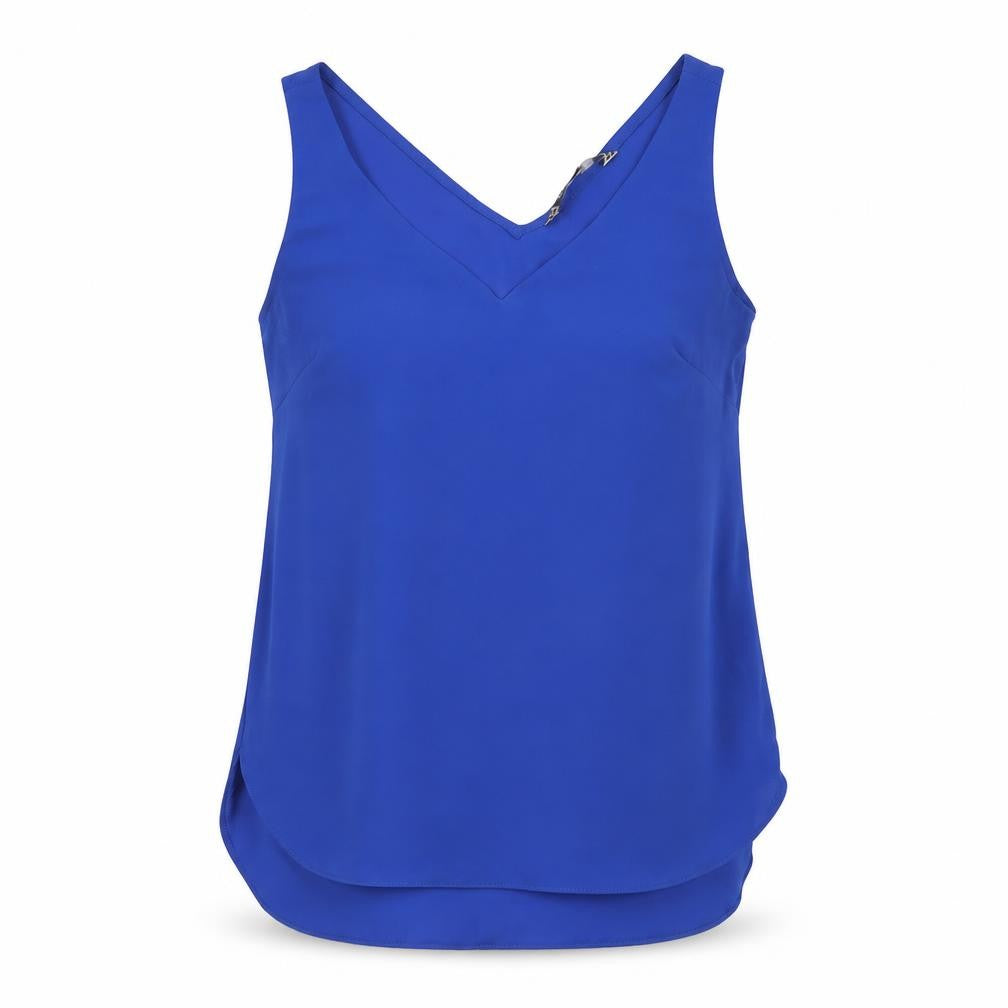 Principles Womens Blue Polyester Basic Tank Size 8 V-Neck