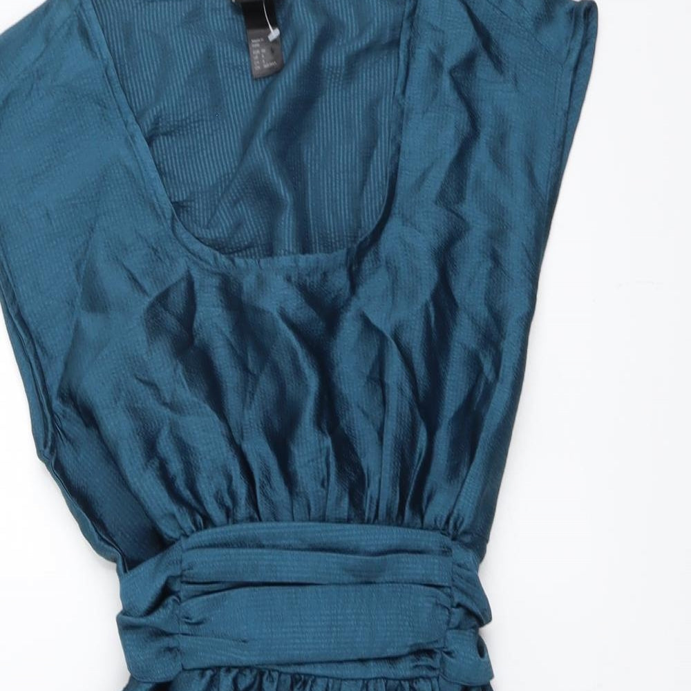 H&M Womens Blue Polyester Ball Gown Size 8 Scoop Neck Pullover
