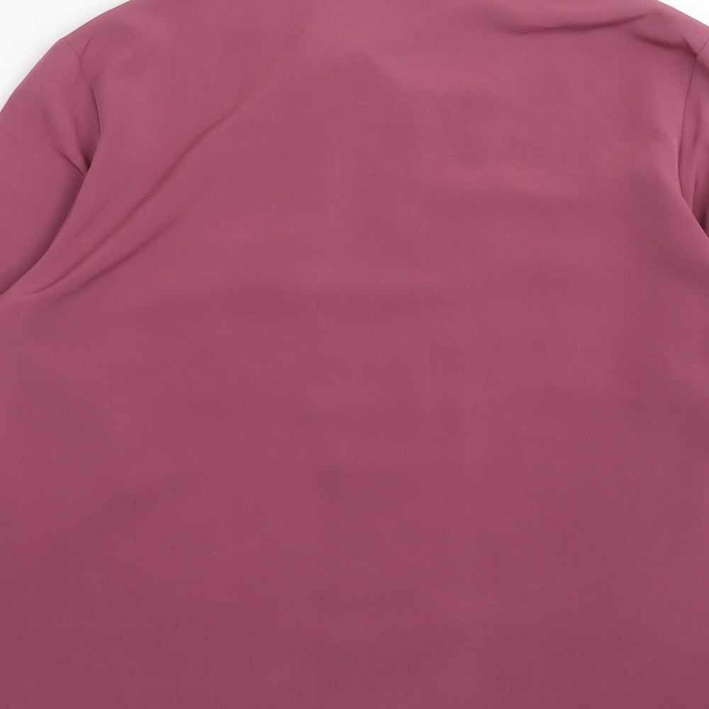Berkertex Womens Purple Polyester Basic Button-Up Size 12 V-Neck