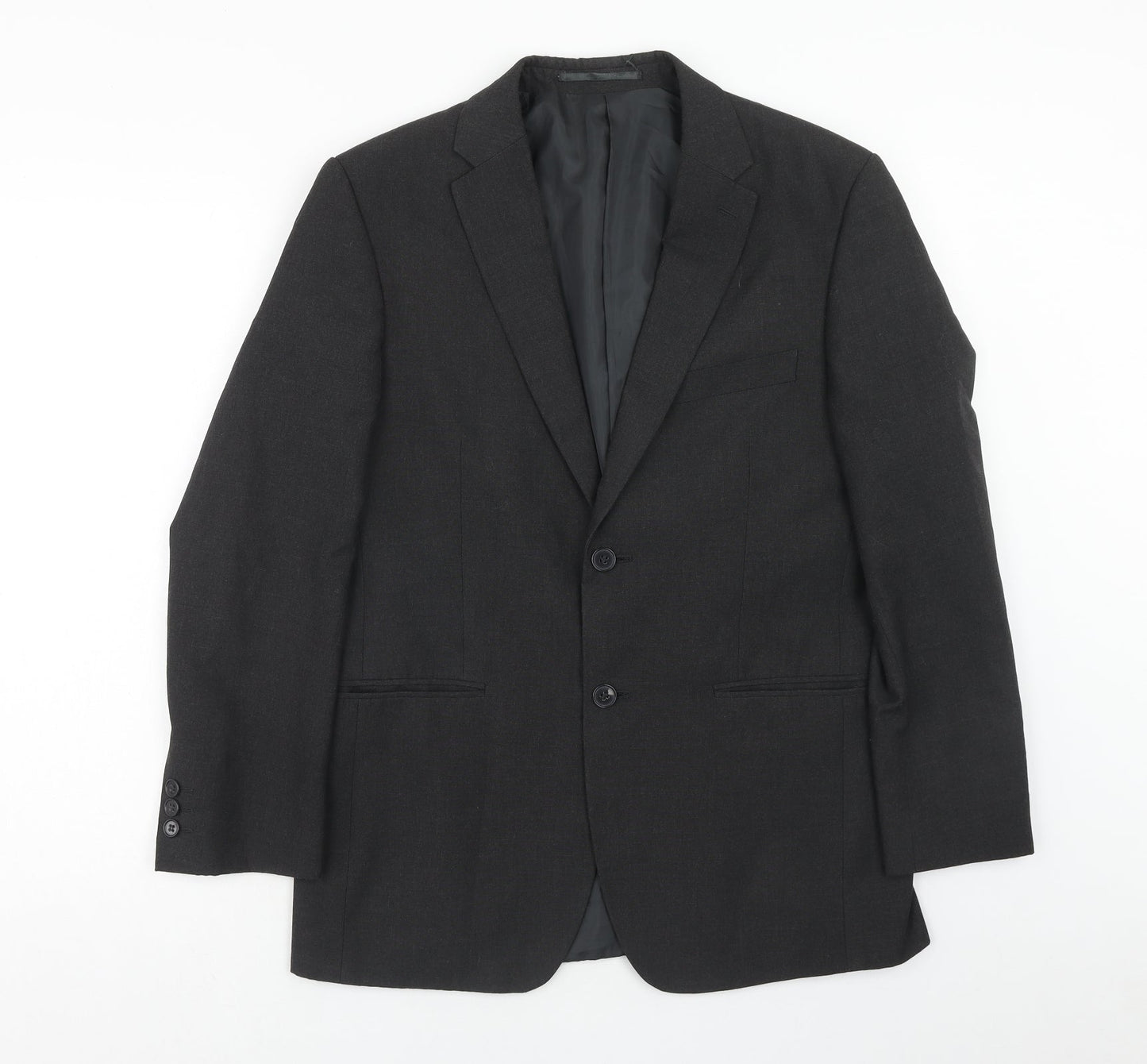 Karl Jackson Mens Grey Polyester Jacket Blazer Size 38 Regular