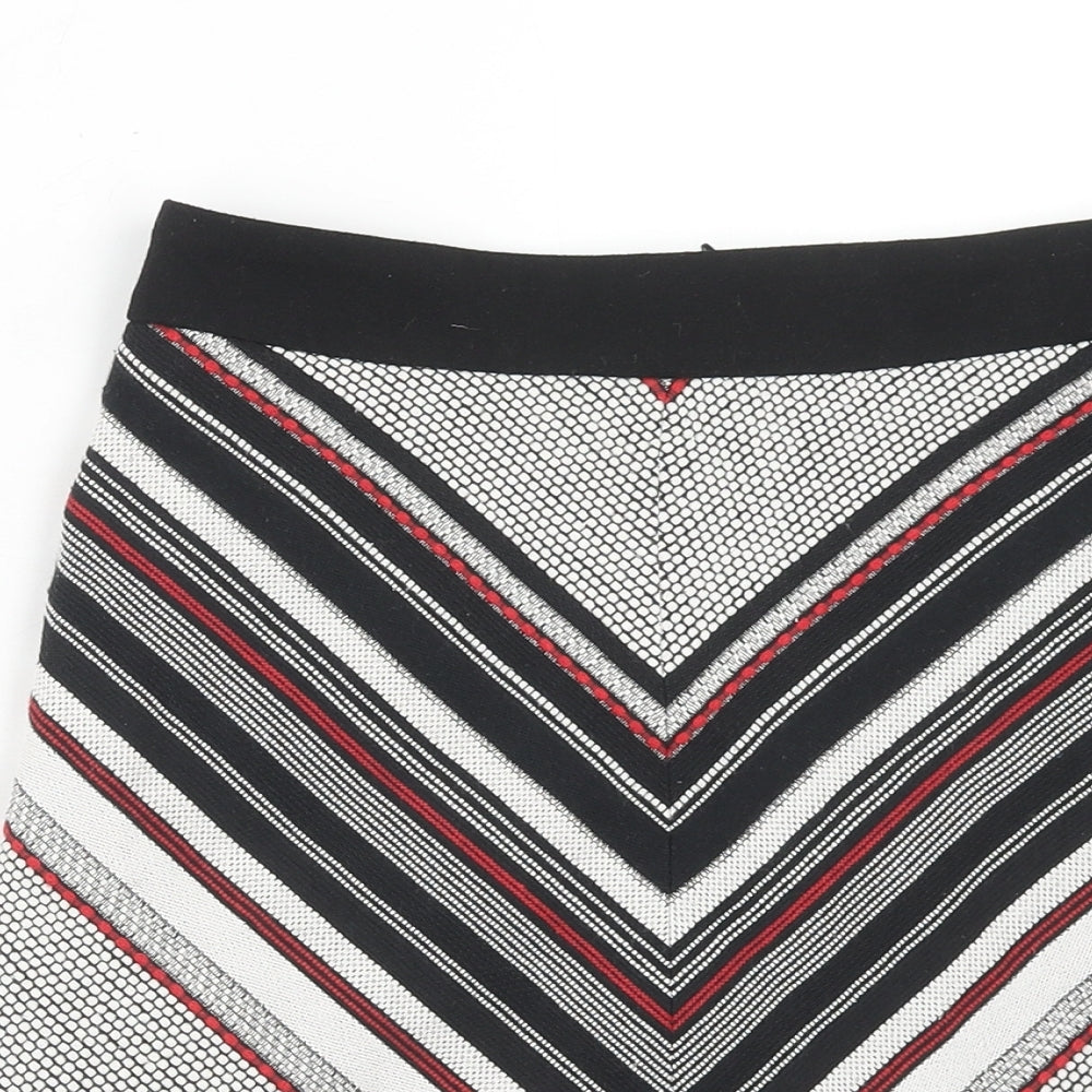 Warehouse Womens Grey Geometric Cotton Straight & Pencil Skirt Size 8 Zip