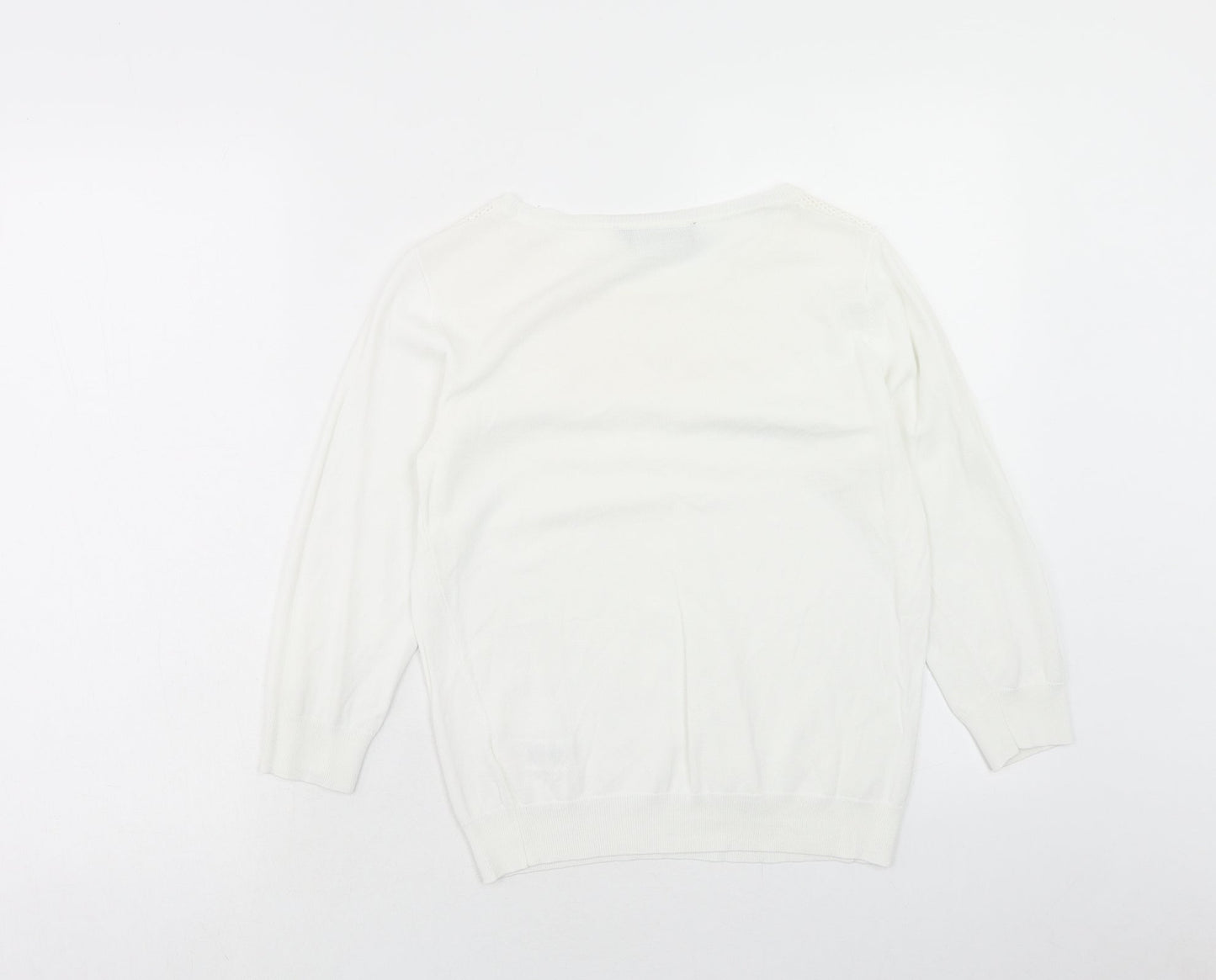 Dorothy Perkins Womens White Round Neck Viscose Pullover Jumper Size 12