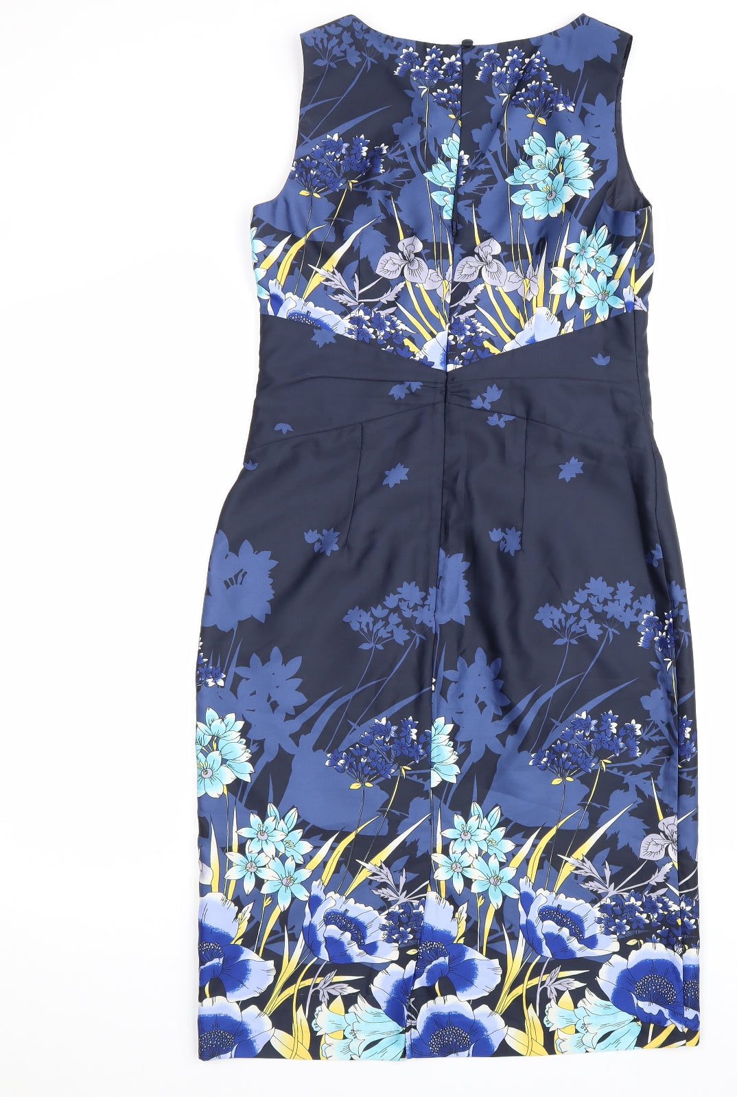 Untold Womens Blue Floral Polyester A-Line Size 10 Round Neck Zip