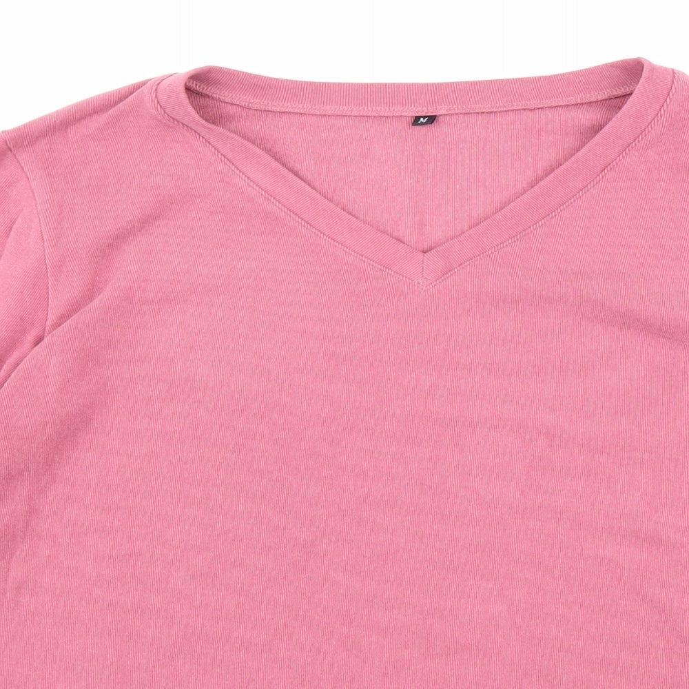 Preworn Womens Pink V-Neck Cotton Pullover Jumper Size M