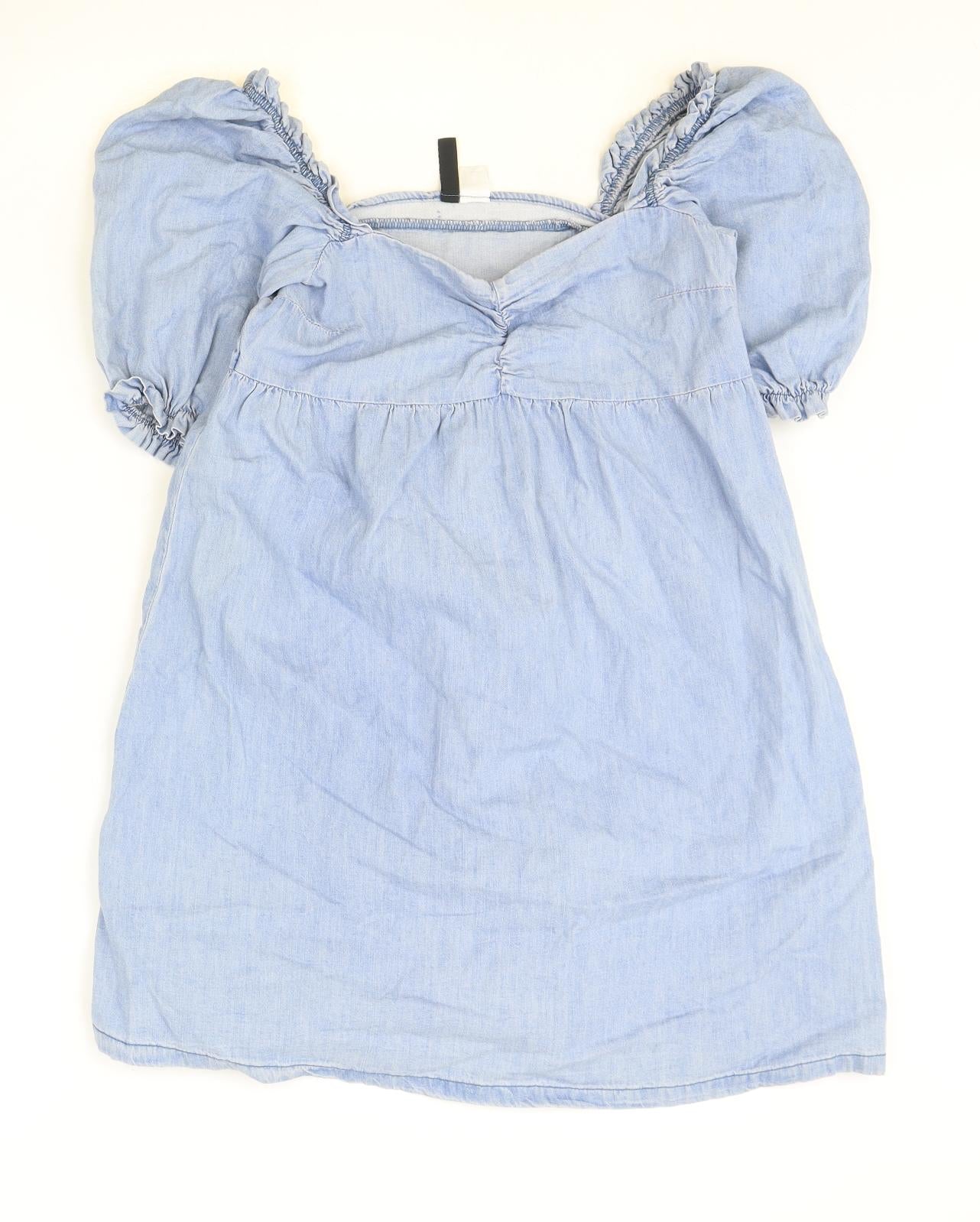 H&M Womens Blue Cotton Mini Size 12 Sweetheart Pullover