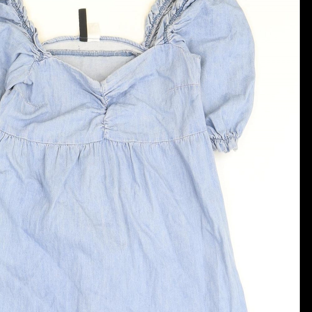 H&M Womens Blue Cotton Mini Size 12 Sweetheart Pullover