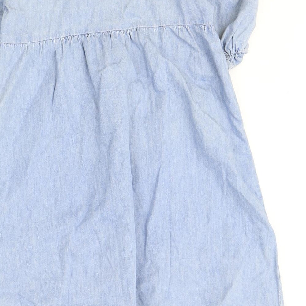 H&M Womens Blue Cotton Mini Size 12 Sweetheart Pullover