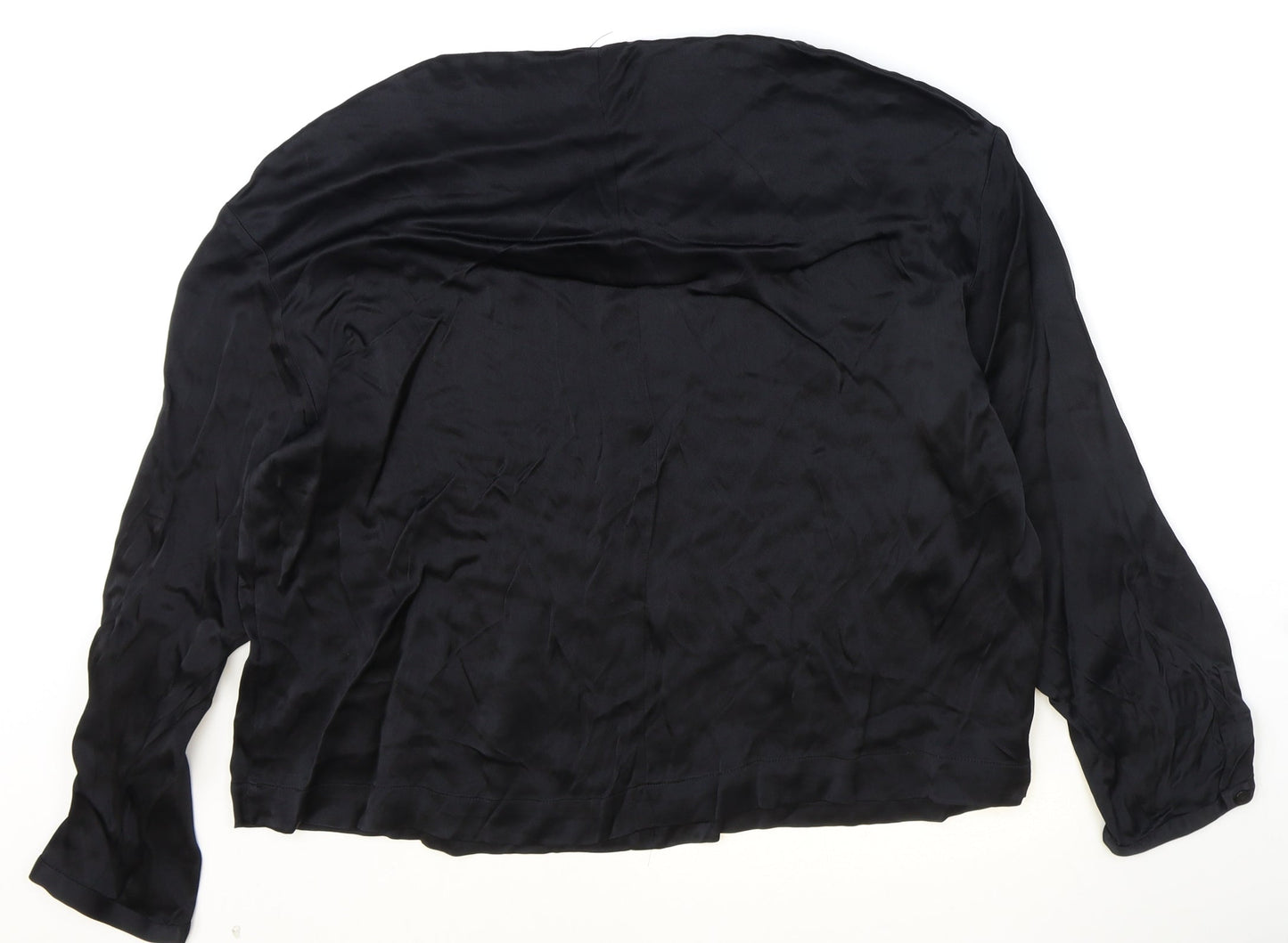 Zara Womens Black Viscose Basic Blouse Size L Round Neck