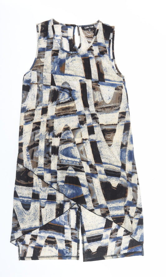 Caroline Morgan Womens Multicoloured Geometric Polyester A-Line Size 12 Scoop Neck Pullover