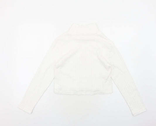 SheIn Girls White Polyester Pullover Casual Size 11-12 Years Mock Neck Pullover