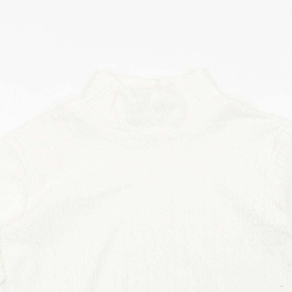 SheIn Girls White Polyester Pullover Casual Size 11-12 Years Mock Neck Pullover