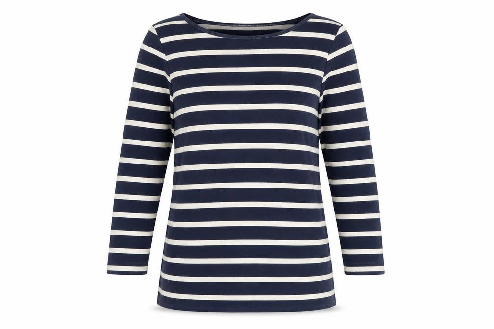 Zara Girls Blue Striped Cotton Basic Blouse Size S Boat Neck Pullover