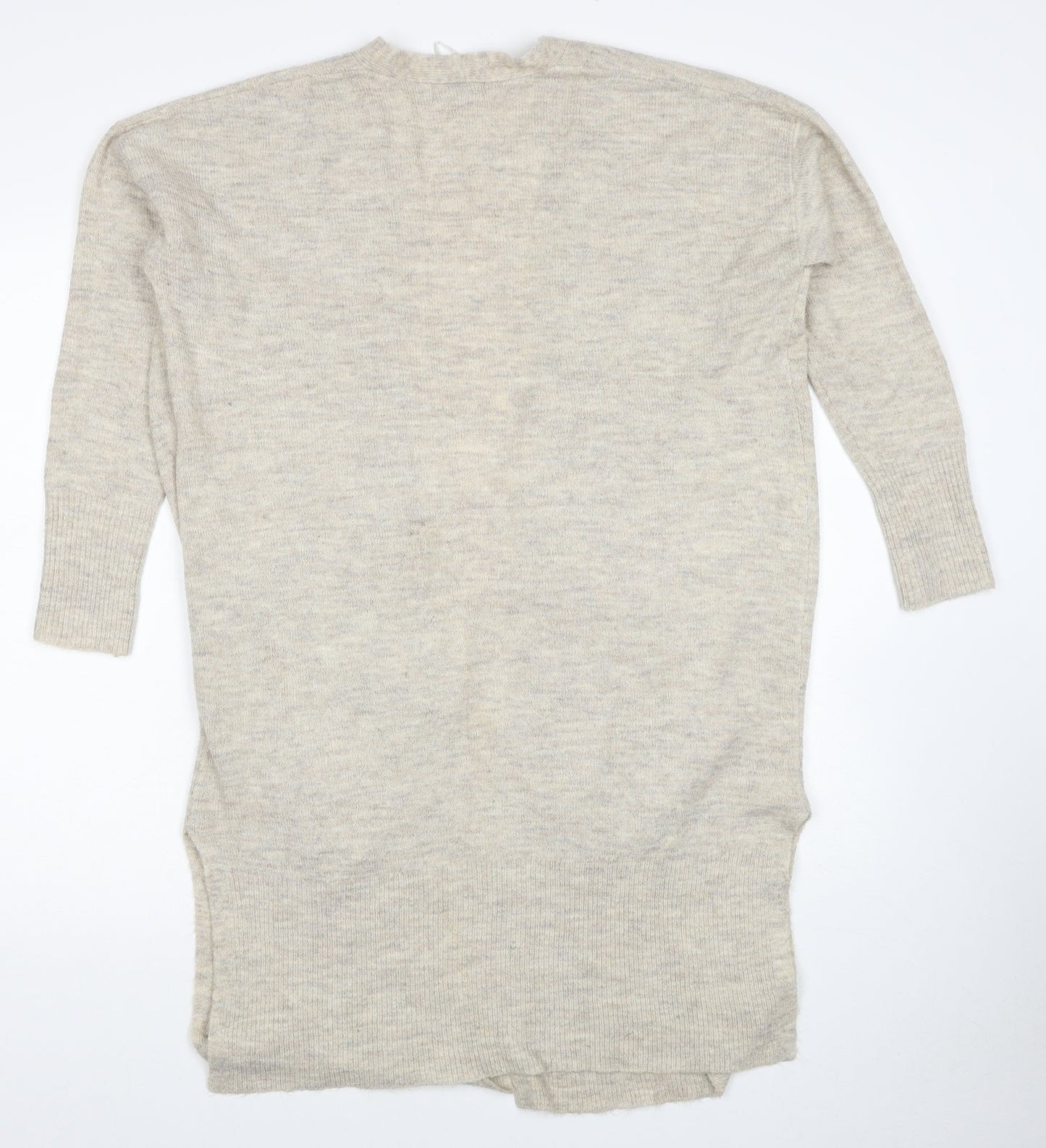 New Look Womens Beige V-Neck Acrylic Cardigan Jumper Size S