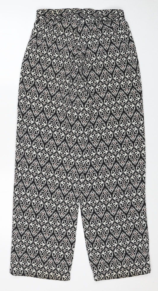 H&M Womens Black Geometric Polyester Windbreaker Trousers Size 8 Regular