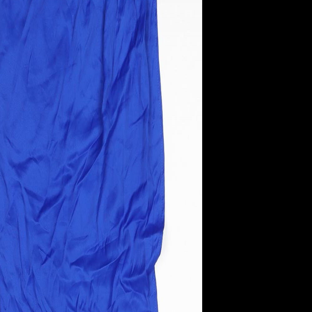 Zara Womens Blue Viscose Straight & Pencil Skirt Size S Button