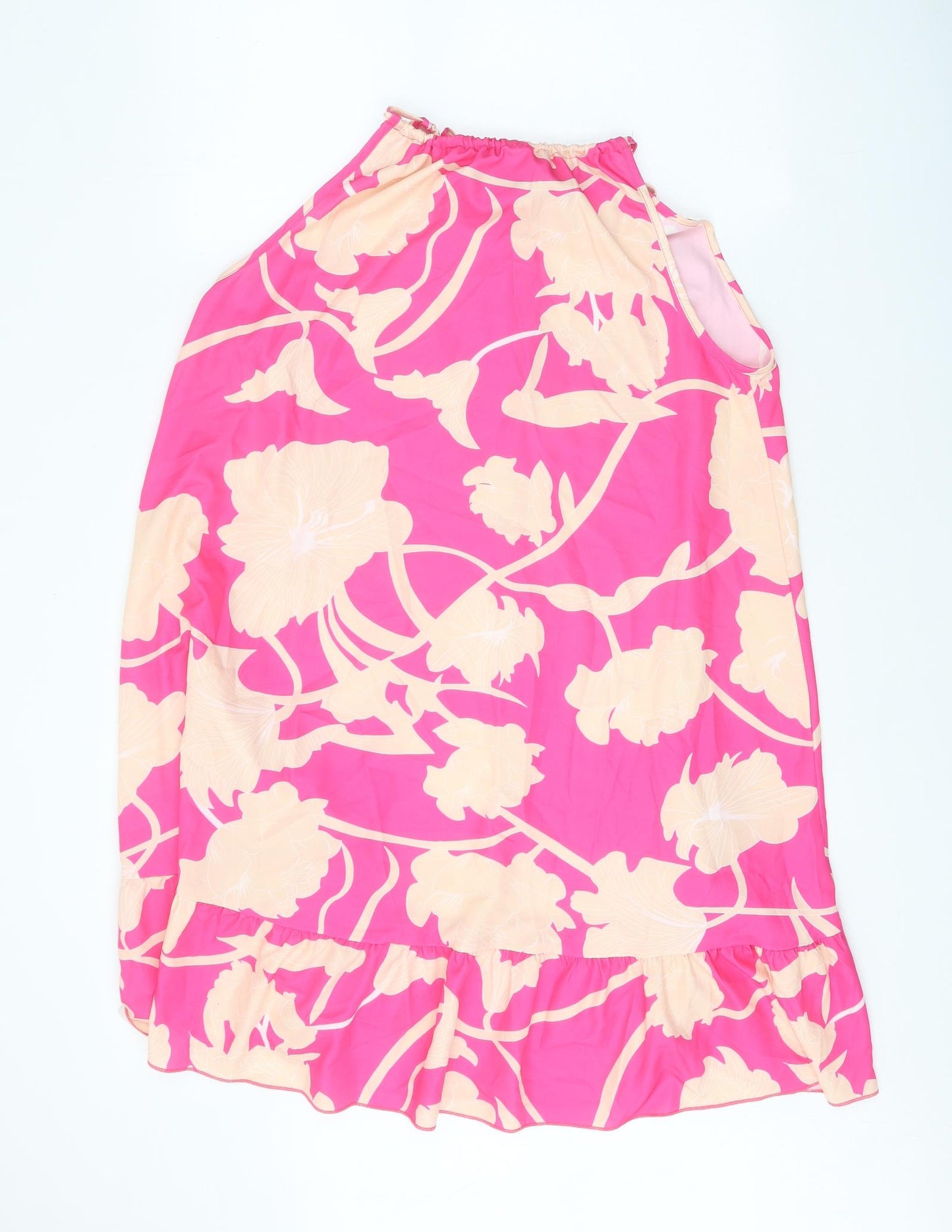 Preworn Womens Pink Floral Polyester Trapeze & Swing One Size Boat Neck Tie