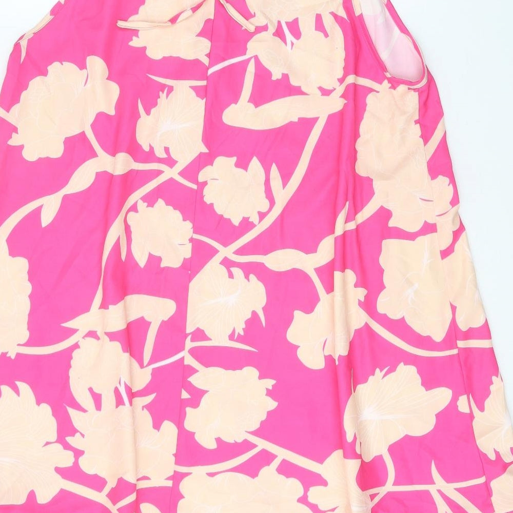 Preworn Womens Pink Floral Polyester Trapeze & Swing One Size Boat Neck Tie