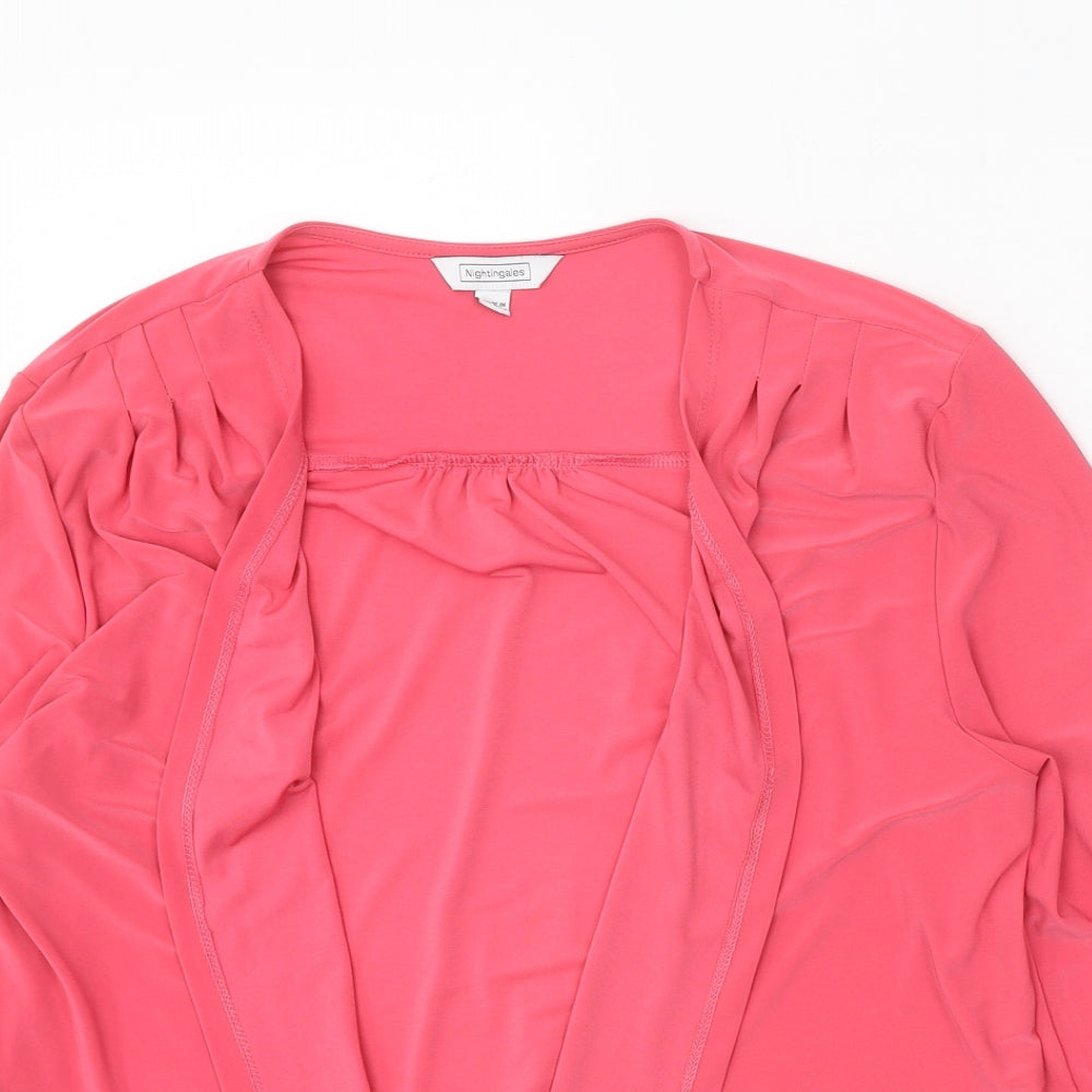 Nightingales Womens Pink V-Neck Polyester Cardigan Jumper Size 16
