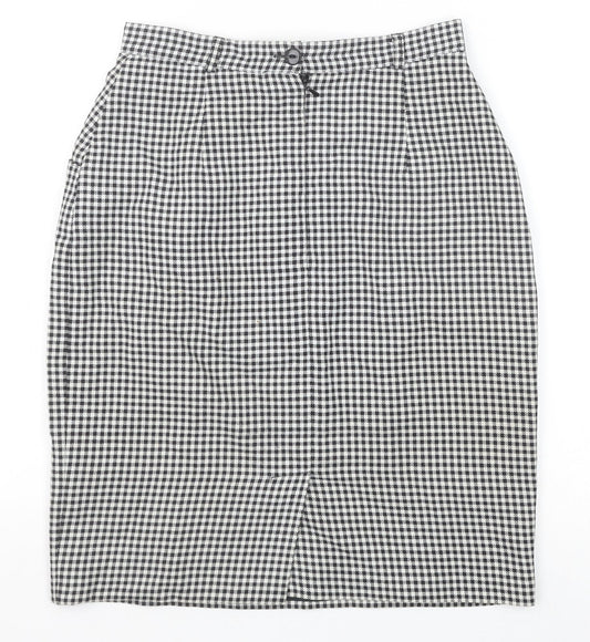 Kays Womens Black Check Polyester Straight & Pencil Skirt Size 12 Zip