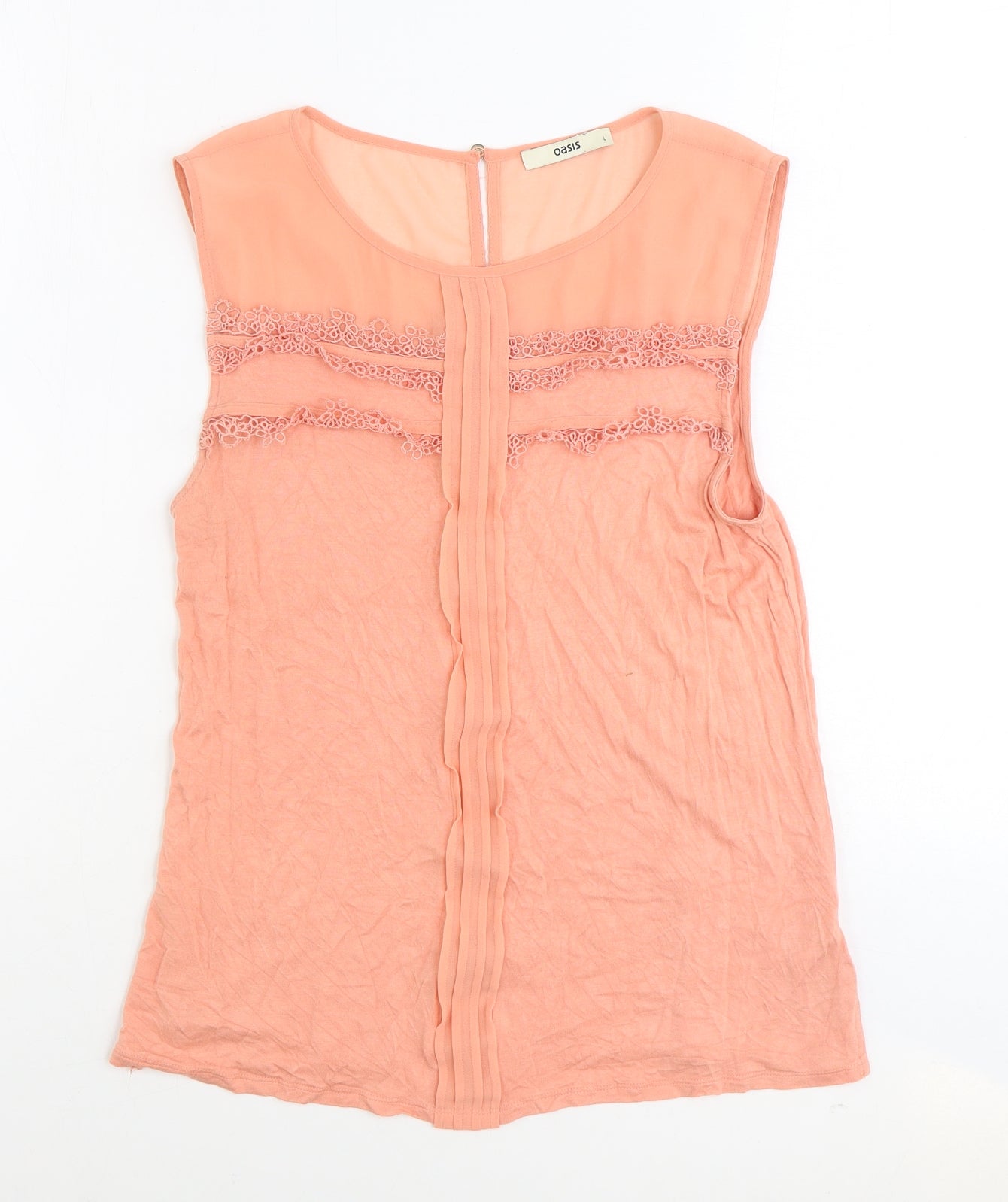 Oasis Womens Pink Viscose Basic Tank Size L Round Neck