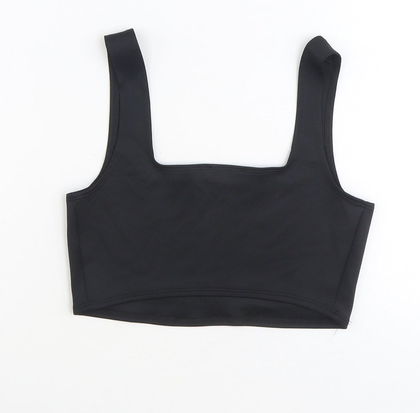 Flounce Womens Black Polyester Cropped Tank Size 12 Square Neck