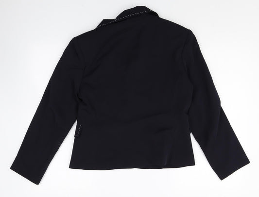 Cleo Womens Black Polyester Jacket Blazer Size 10