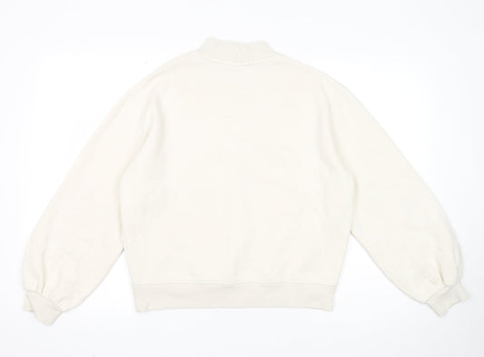 Oasis Womens White Cotton Pullover Sweatshirt Size L Pullover