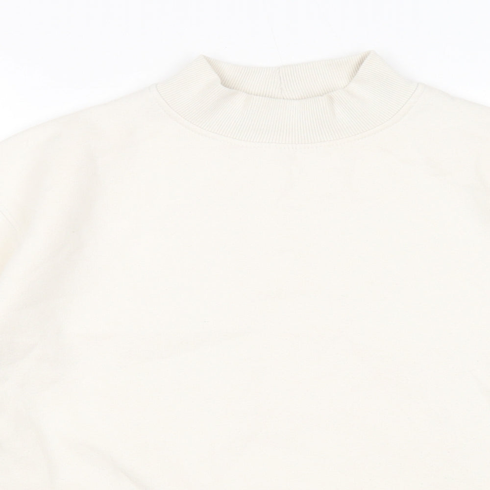 Oasis Womens White Cotton Pullover Sweatshirt Size L Pullover