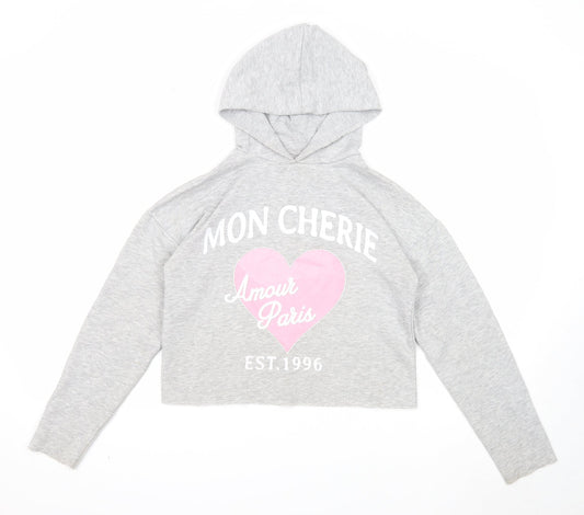 Candy Couture Girls Grey Cotton Pullover Hoodie Size 14 Years Pullover - Mon Cherie