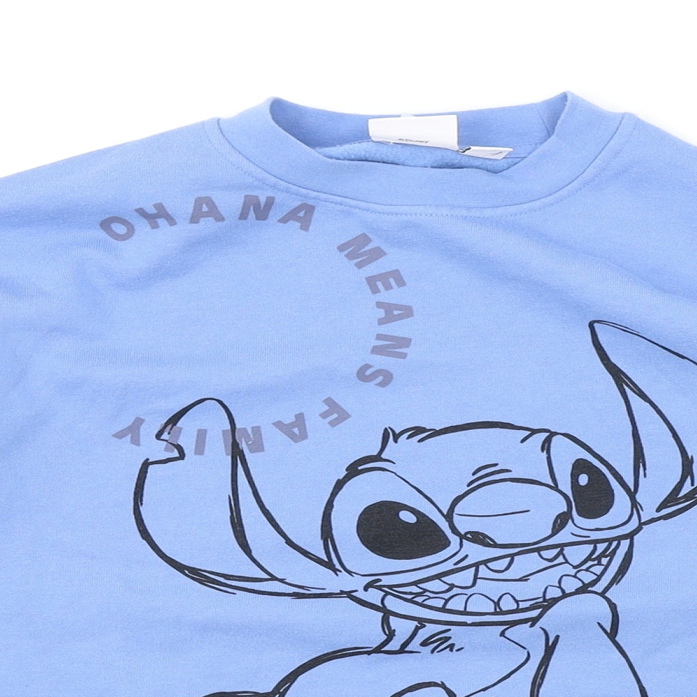 Disney Womens Blue Cotton Pullover Sweatshirt Size XS Pullover - Stitch