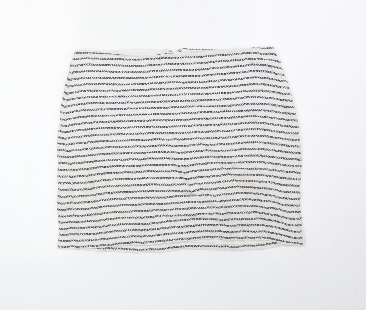 Gap Womens White Striped Cotton Bandage Skirt Size 6 Zip