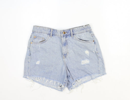 Denim Pinkie Womens Blue Cotton Boyfriend Shorts Size 10 Regular Zip