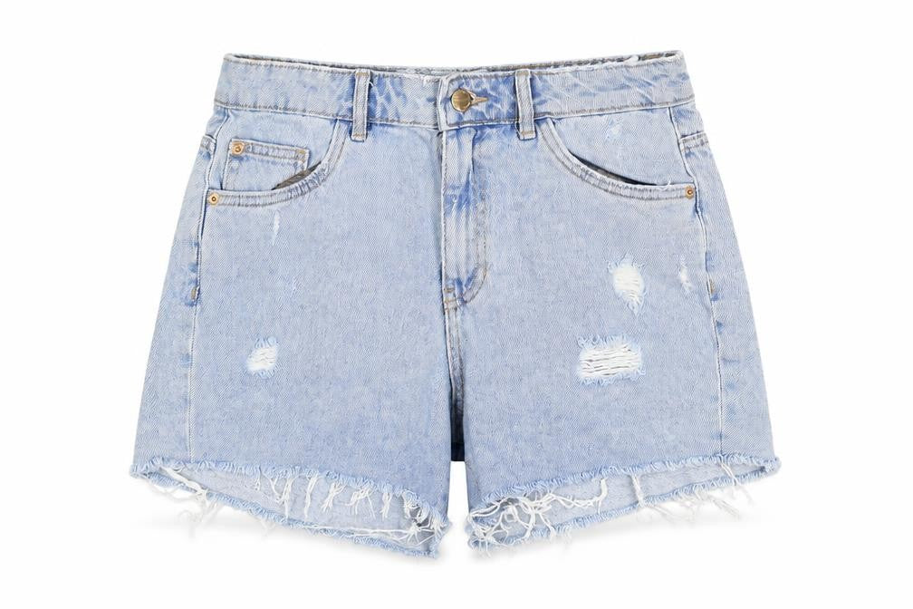 Denim Pinkie Womens Blue Cotton Boyfriend Shorts Size 10 Regular Zip