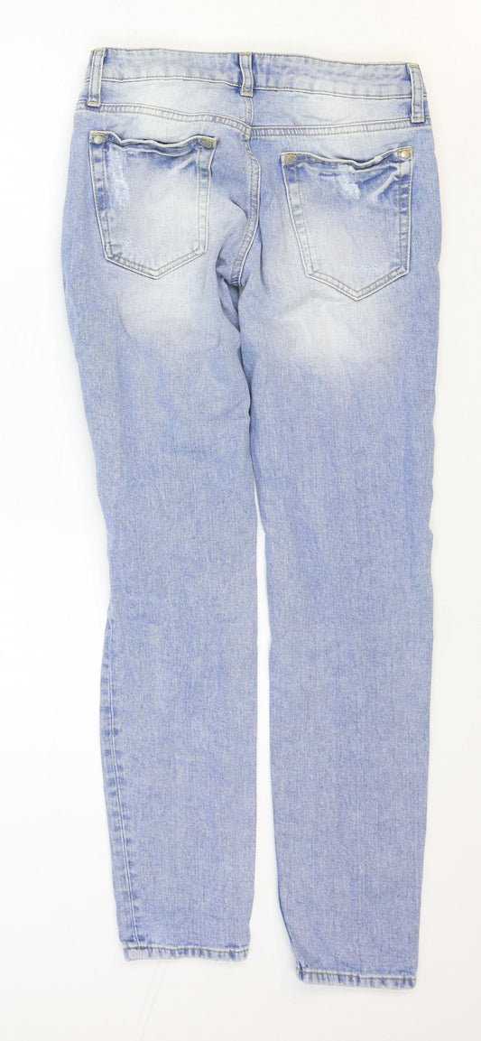 Miss Denim Womens Blue Cotton Straight Jeans Size 8 Regular Zip