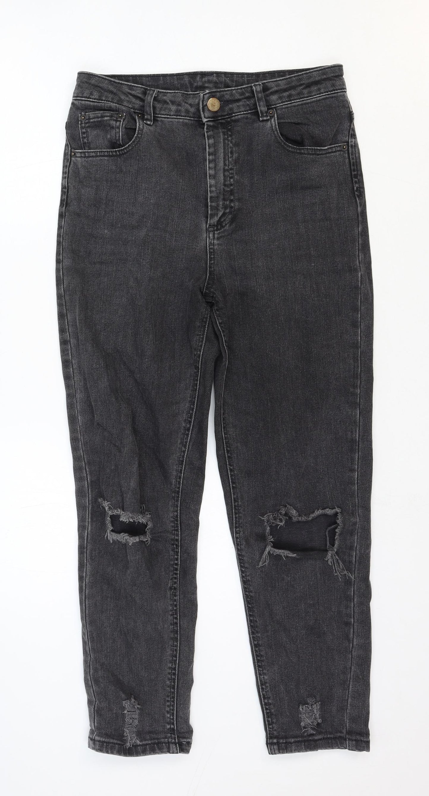 ASOS Womens Grey Cotton Straight Jeans Size 28 in Regular Zip
