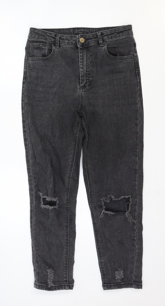 ASOS Womens Grey Cotton Straight Jeans Size 28 in Regular Zip