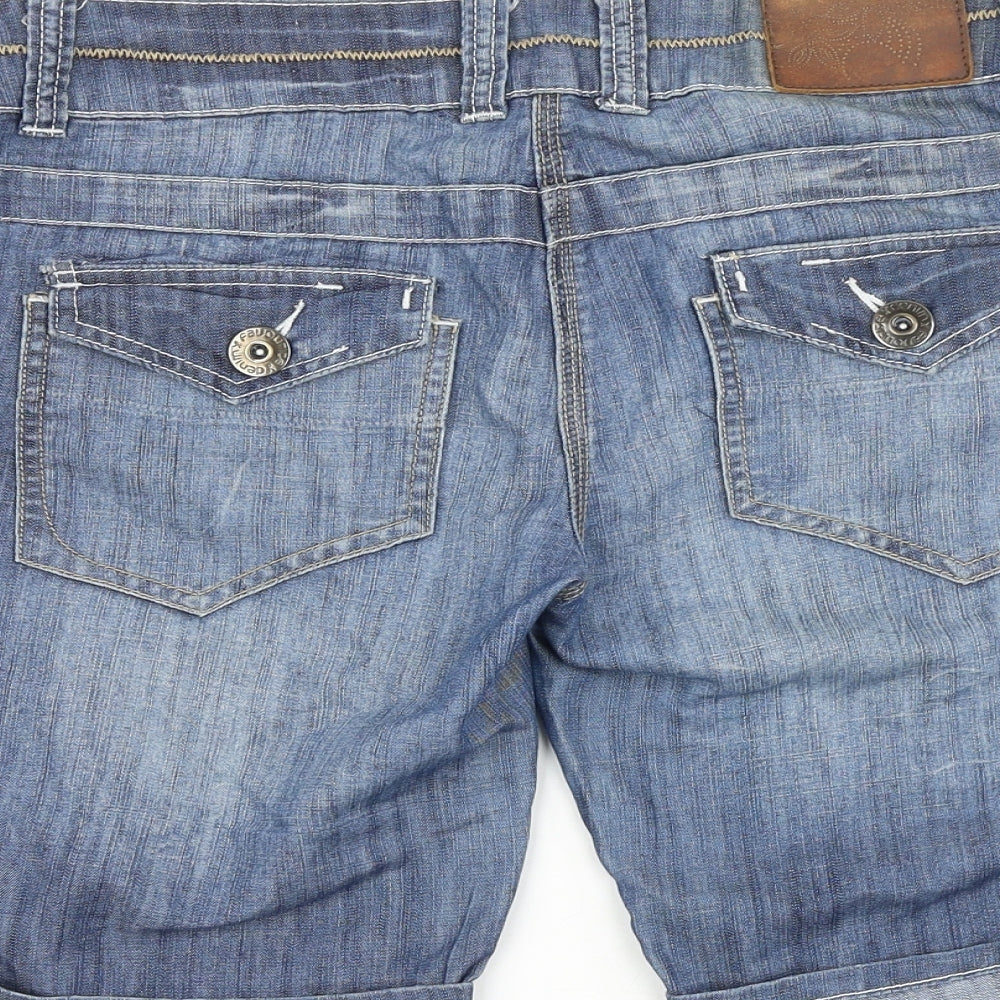 Clockhouse Womens Blue 100% Cotton Bermuda Shorts Size 32 in L9 in Regular Zip