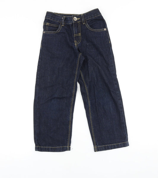 Marks and Spencer Girls Blue Acetate Straight Jeans Size 6 Years Regular Zip