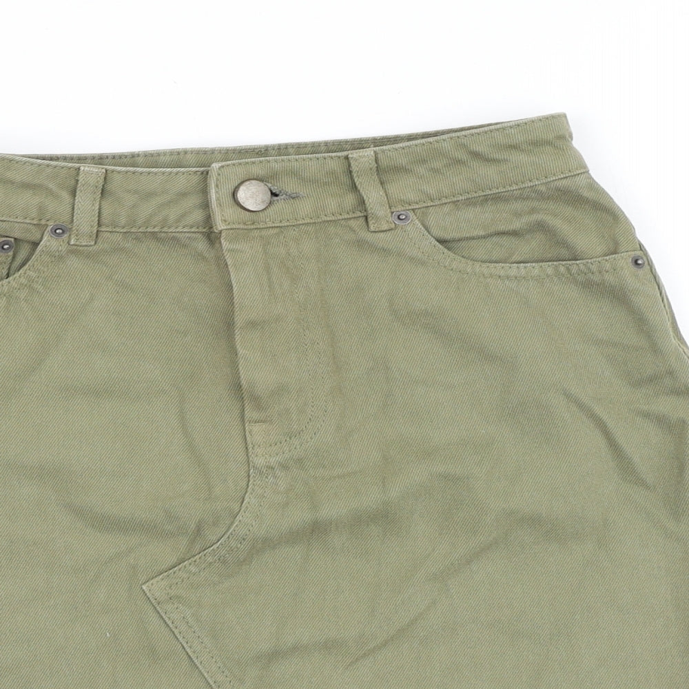 ASOS Womens Green Cotton Straight & Pencil Skirt Size 6 Zip