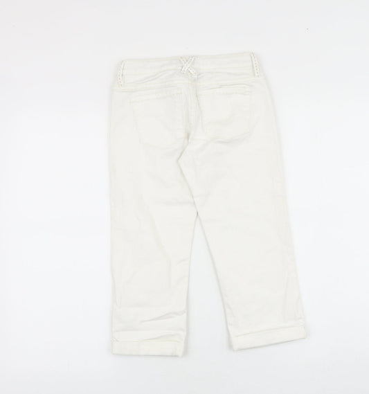 Gap Girls White 100% Cotton Straight Jeans Size 10-11 Years Regular Zip