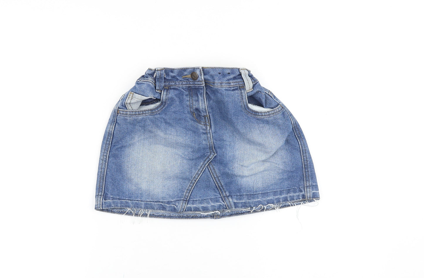 George Girls Blue 100% Cotton Mini Skirt Size 11-12 Years Regular Zip