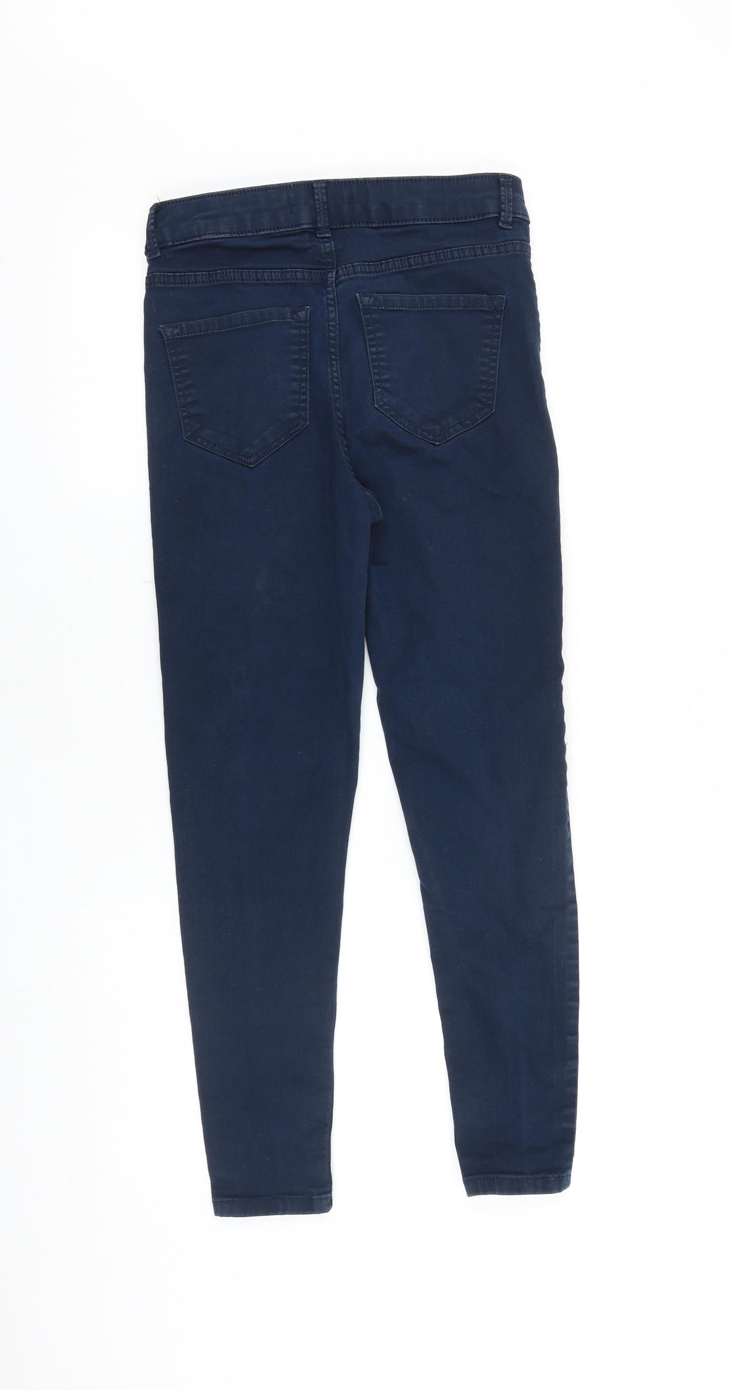 Marks and Spencer Womens Blue Cotton Skinny Jeans Size 8 L25 in Slim Zip