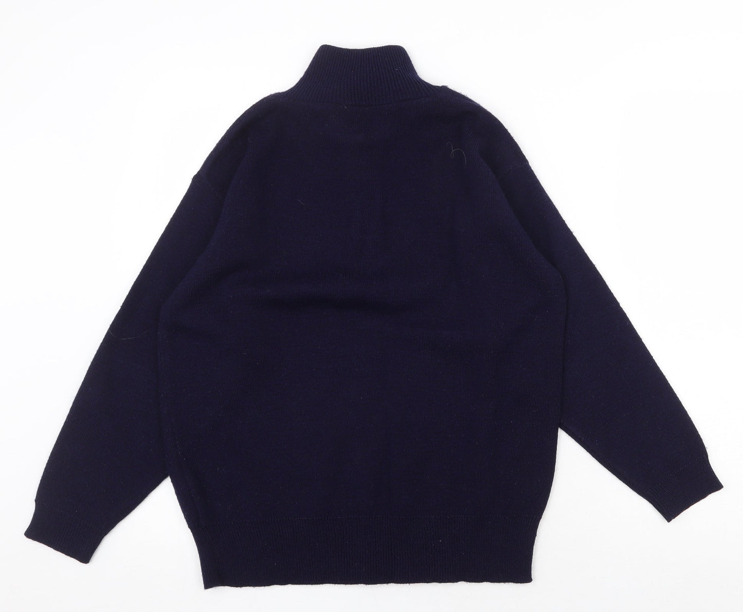 Nightingales Womens Blue High Neck Acrylic Henley Jumper Size S