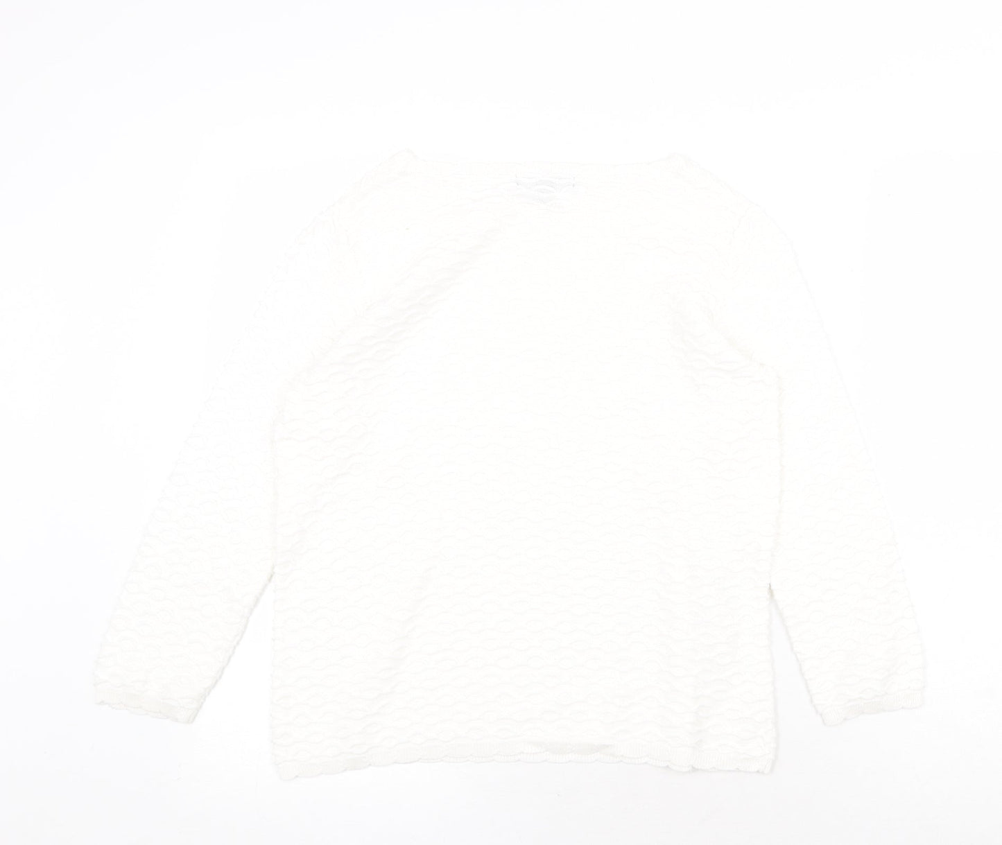 Bonmarché Womens White Round Neck Polyester Pullover Jumper Size 10