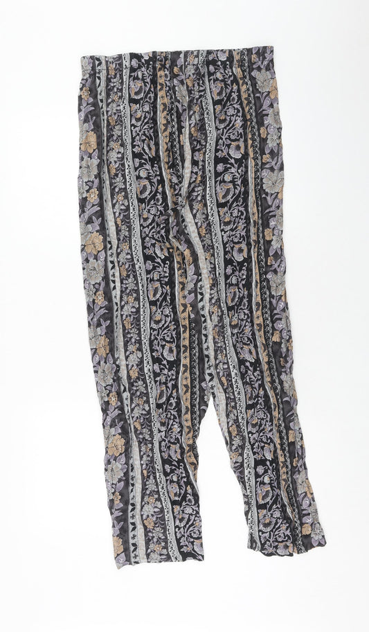 Vintage Studio Womens Multicoloured Geometric Viscose Trousers Size XL Regular Drawstring