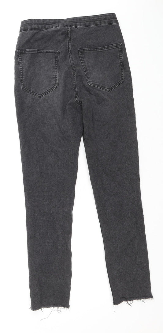 Divided by H&M Womens Black Cotton Straight Jeans Size 8 Regular Zip