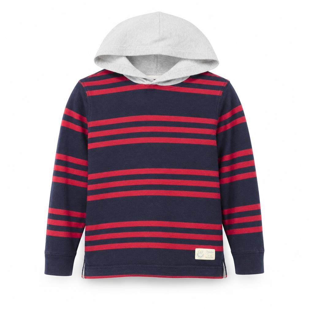 Gap Boys Blue Striped 100% Cotton Pullover Hoodie Size M Pullover